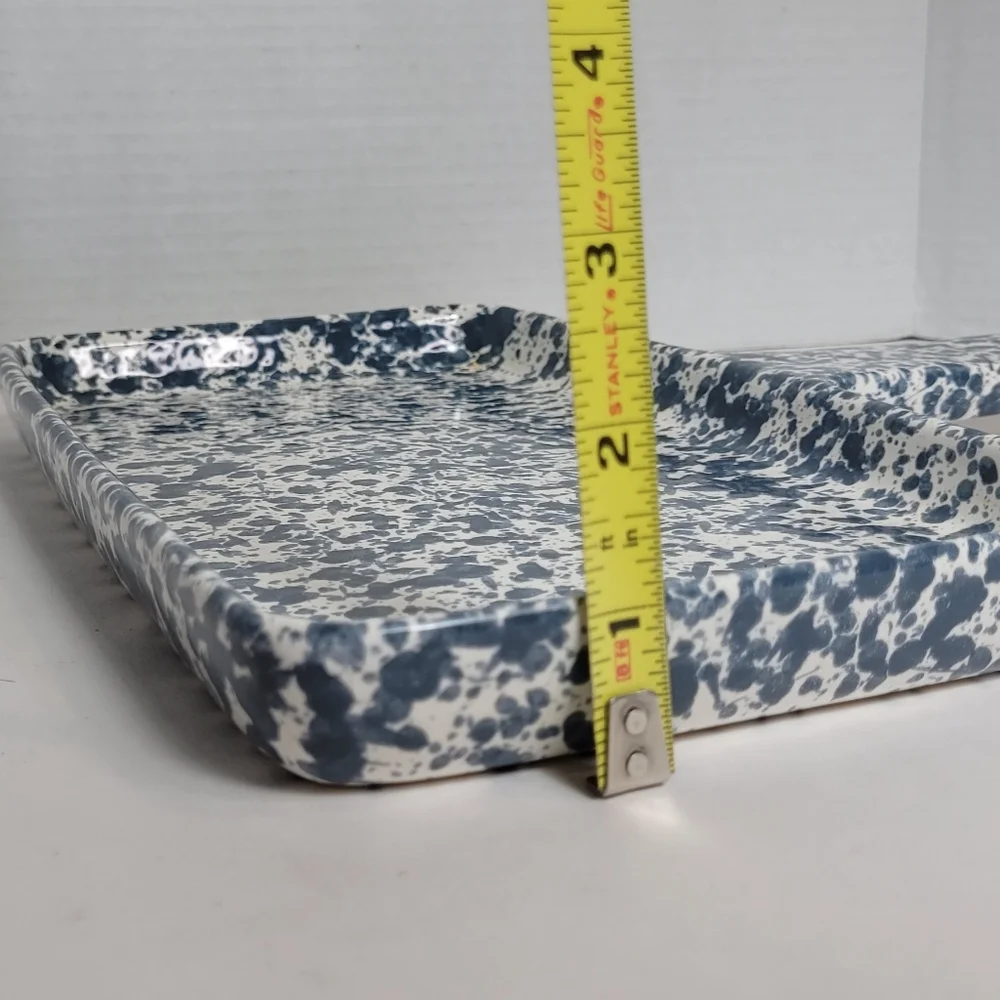 Dr. Douglas Wonder Baker Vintage Stoneware Baking Pan Blue White Sponge Print